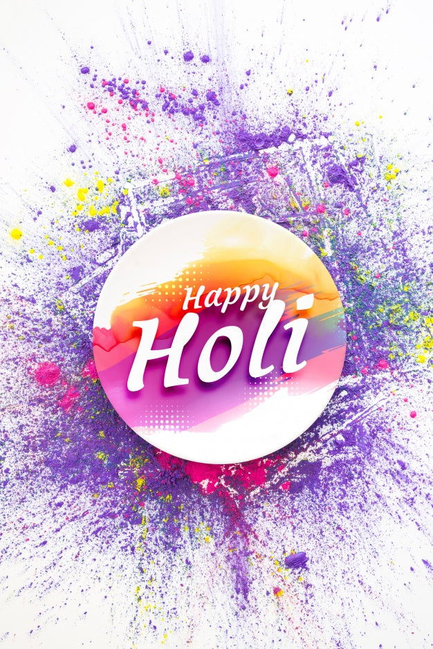 Holi Festival Mockup With Round Plate Psd