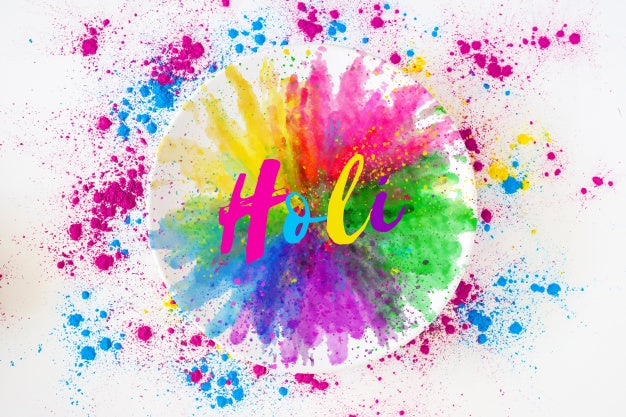 Holi Festival Mockup With Round Plate Psd