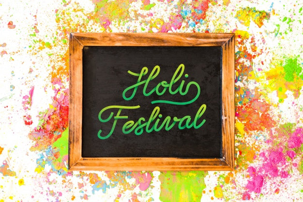 Holi Festival Mockup With Slate Psd