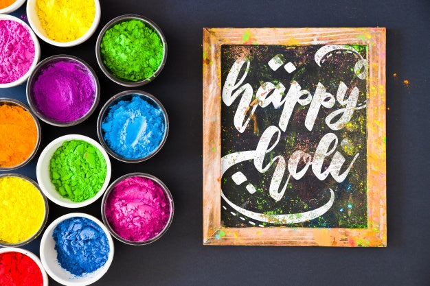 Holi Festival Mockup With Slate Psd