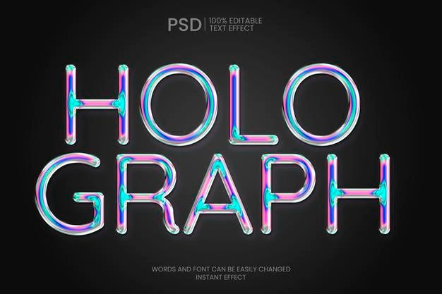 Holographic Text Effect Psd