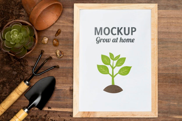 Home Gardening Assortment With Frame Mock-Up Psd