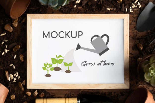 Home Gardening Assortment With Frame Mock-Up Psd