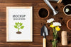 Home Gardening Composition With Frame Mock-Up Psd