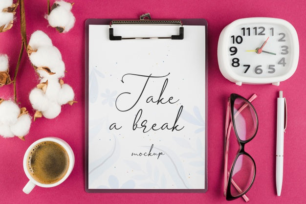 Home Office Concept With Clipboard Psd