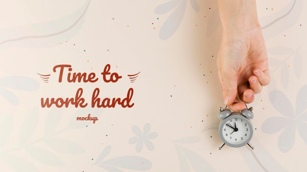 Home Office Concept With Clock Psd