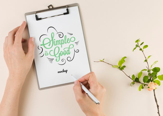 Home Office Concept With Hands Writing Psd