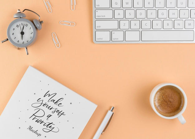 Home Office Concept With Keyboard Psd