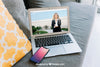 Home Office Concept With Laptop On Couch Psd