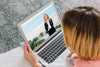 Home Office Concept With Woman Using Laptop Psd