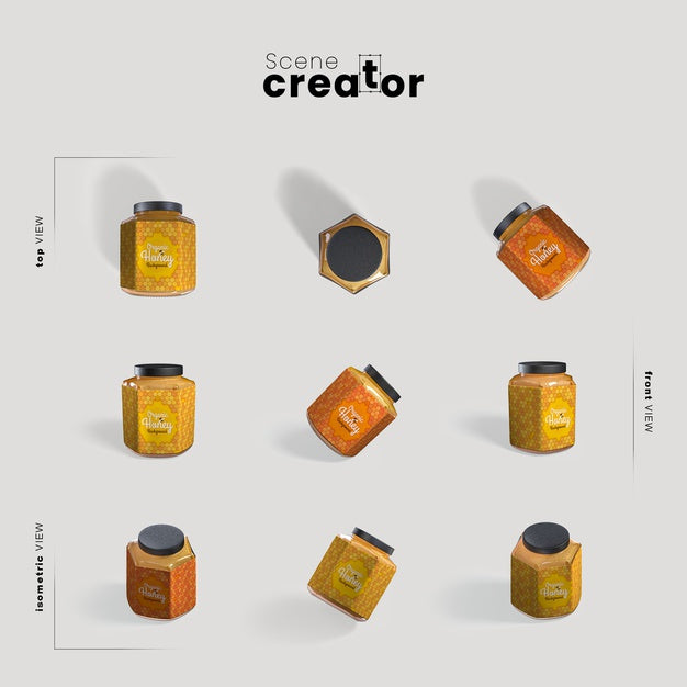 Honey In Jar View Of Spring Scene Creator Psd