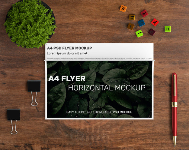 Horizontal A4 Flyer Mockup Psd