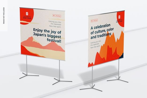 Horizontal Banner Stands Mockup Psd
