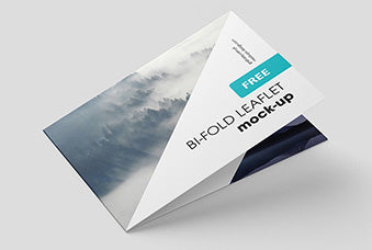 Horizontal Bi-Fold Leaflet Mockup