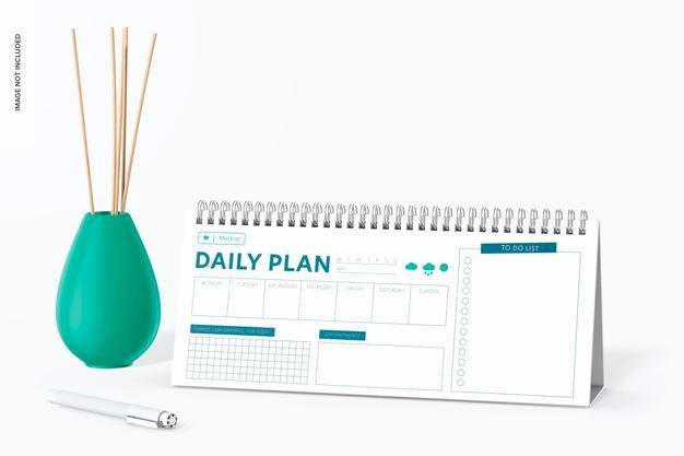 Horizontal Desk Calendar Mockup, Right View Psd