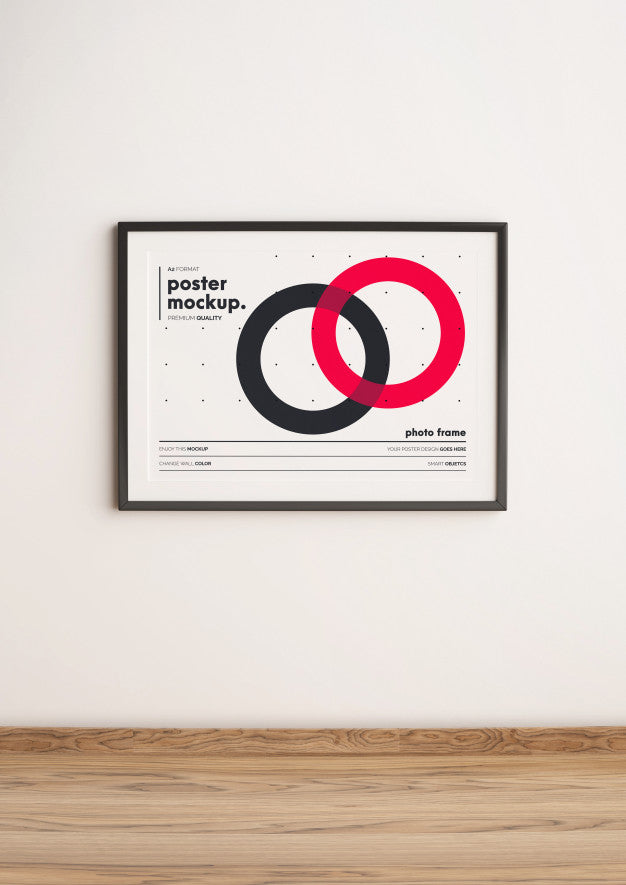 Horizontal Framed Poster Template Mockup Hanged On Wall Psd