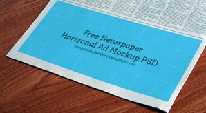 Horizontal Newspaper Ad Mockup Psd