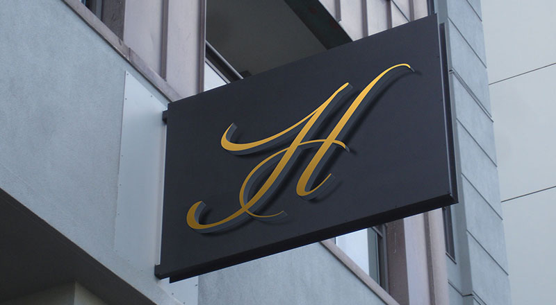 Hotel Wall Mounted Signage Mockup Psd