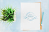 House Plant Botanical Mock-Up Top View Psd