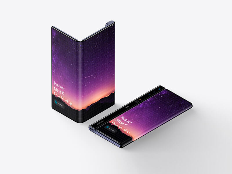 Huawei Mate X Phone (Fold) Mockup