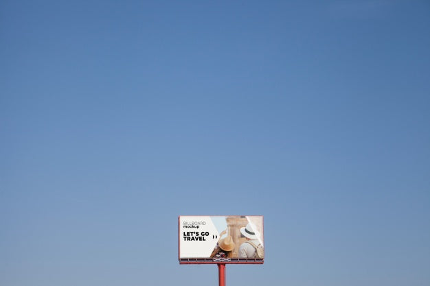 Huge Billboard Mockup On Blue Sky Background Psd