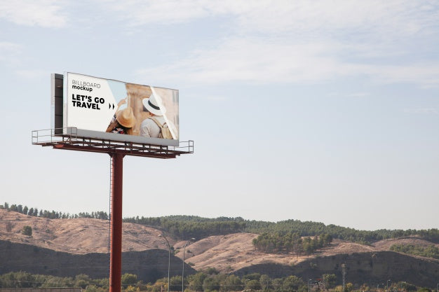 Huge Billboard Mockup On Blue Sky Background Psd
