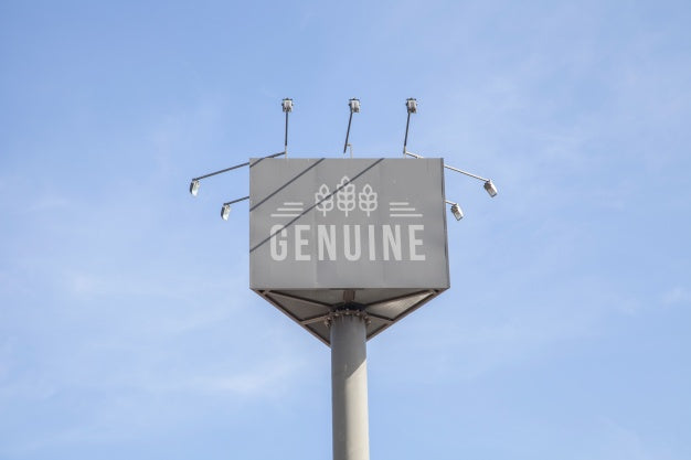 Huge Billboard Mockup On Blue Sky Background Psd