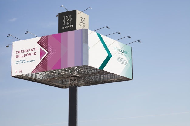 Huge Billboard Mockup On Blue Sky Background Psd