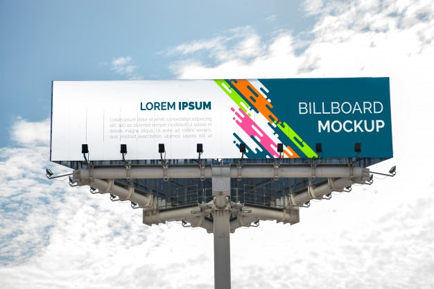 Huge Billboard Mockup On Cloudy Sky Psd