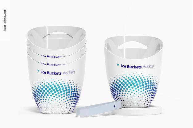 Ice Buckets Mockup Stacked Set Psd