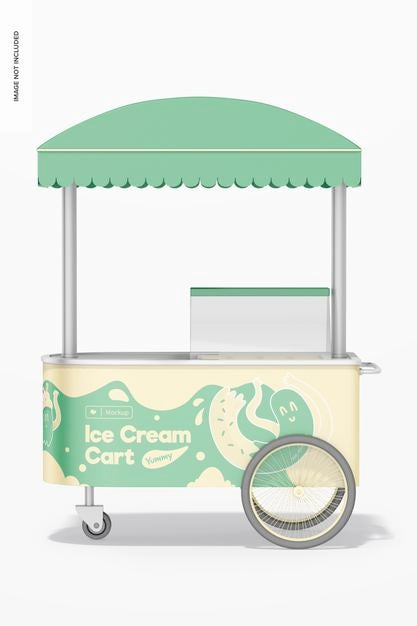 Ice Cream Cart Mockup, Side View Psd