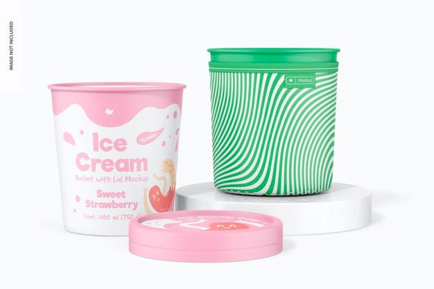 Ice Cream Covers Mockup, Perspective Psd