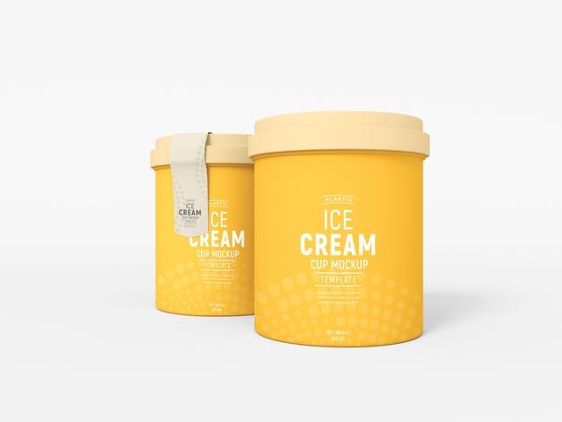 Ice Cream Tub Mockup on Yellow Images Creative Store