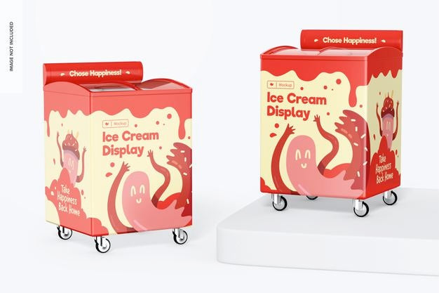 Ice Cream Displays Mockup, Perspective View Psd