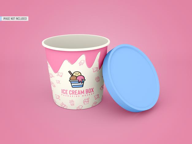 Ice Cream Jar Packaging Mockup Psd
