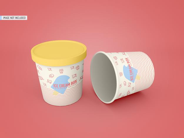 Ice Cream Jar Packaging Mockup Psd