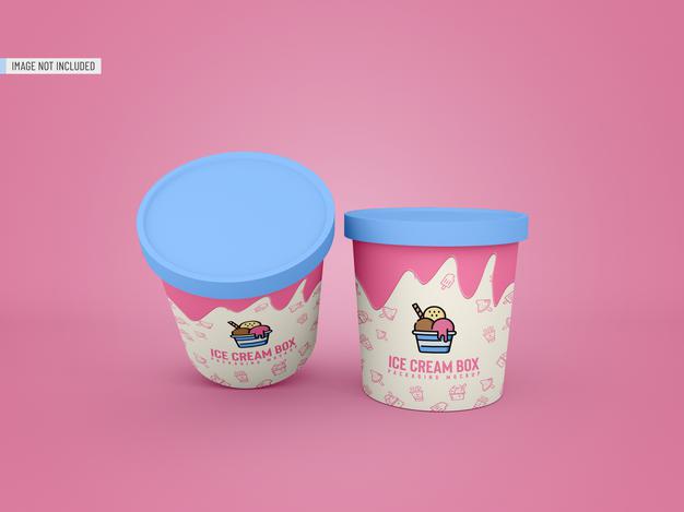 Ice Cream Jar Packaging Mockup Psd