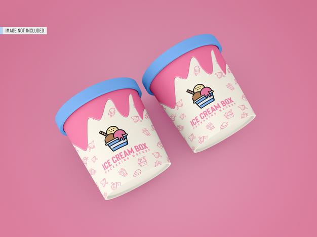 Ice Cream Jar Packaging Mockup Psd