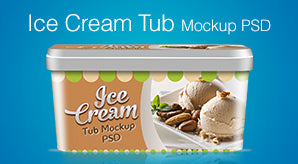 Ice Cream Tub Packaging Design Template & Mockup Psd File