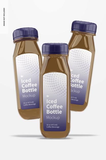 Iced Coffee Glass Bottles Mockup Psd