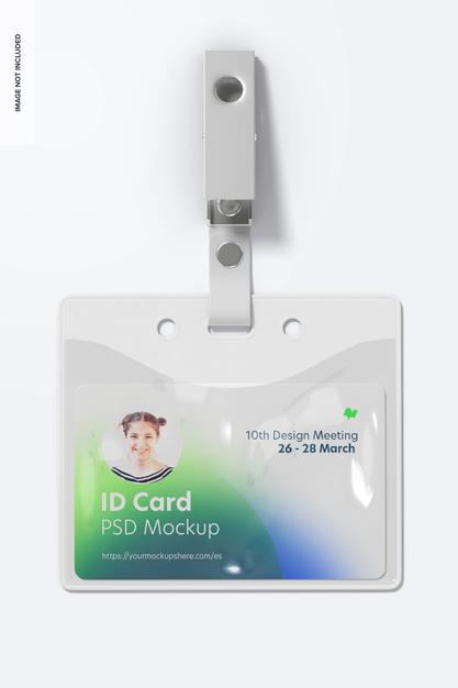 Id Card With Strap Clip Mockup Psd