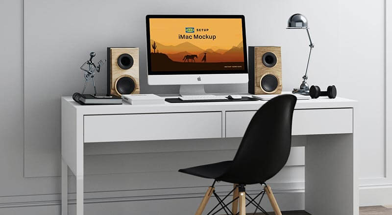 Ikea Workstation Imac Mockup Psd