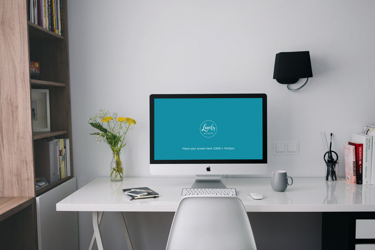 Clean iMac Mockup On A White Table
