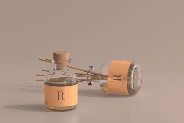 Incense Air Freshener Reed Diffuser Glass Bottle Mockup Psd