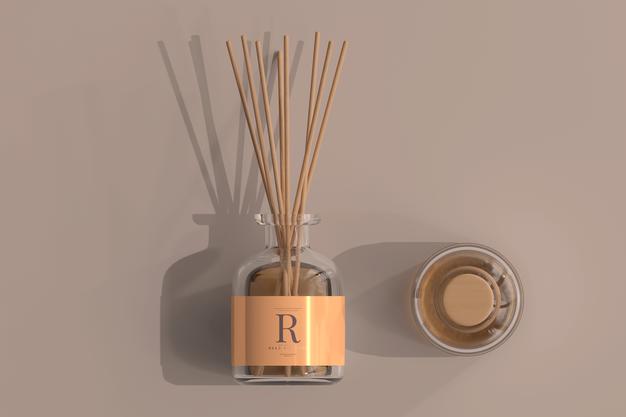 Incense Air Freshener Reed Diffuser Glass Bottle Mockup Psd