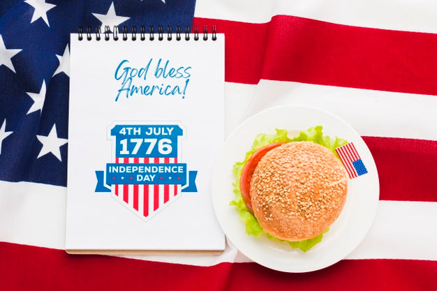 Independence Day Greeting With Burger Psd