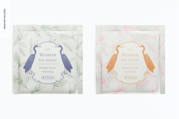 Individual Tea Bags Mockup, Top View Psd