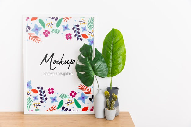 Indoors Composition With Mock-Up Frame And Plant Psd