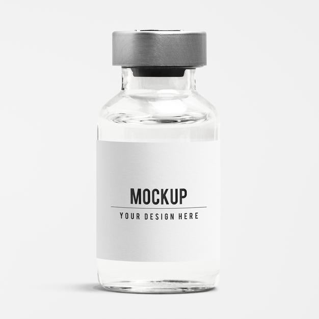 Injection Glass Bottle Label Mockup With Aluminum Cap Psd