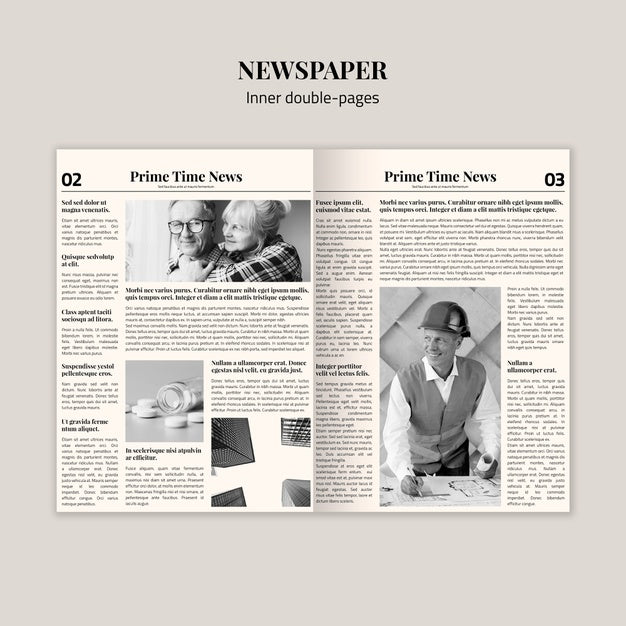 Inner Double-Pages Newspaper Mock-Up Psd